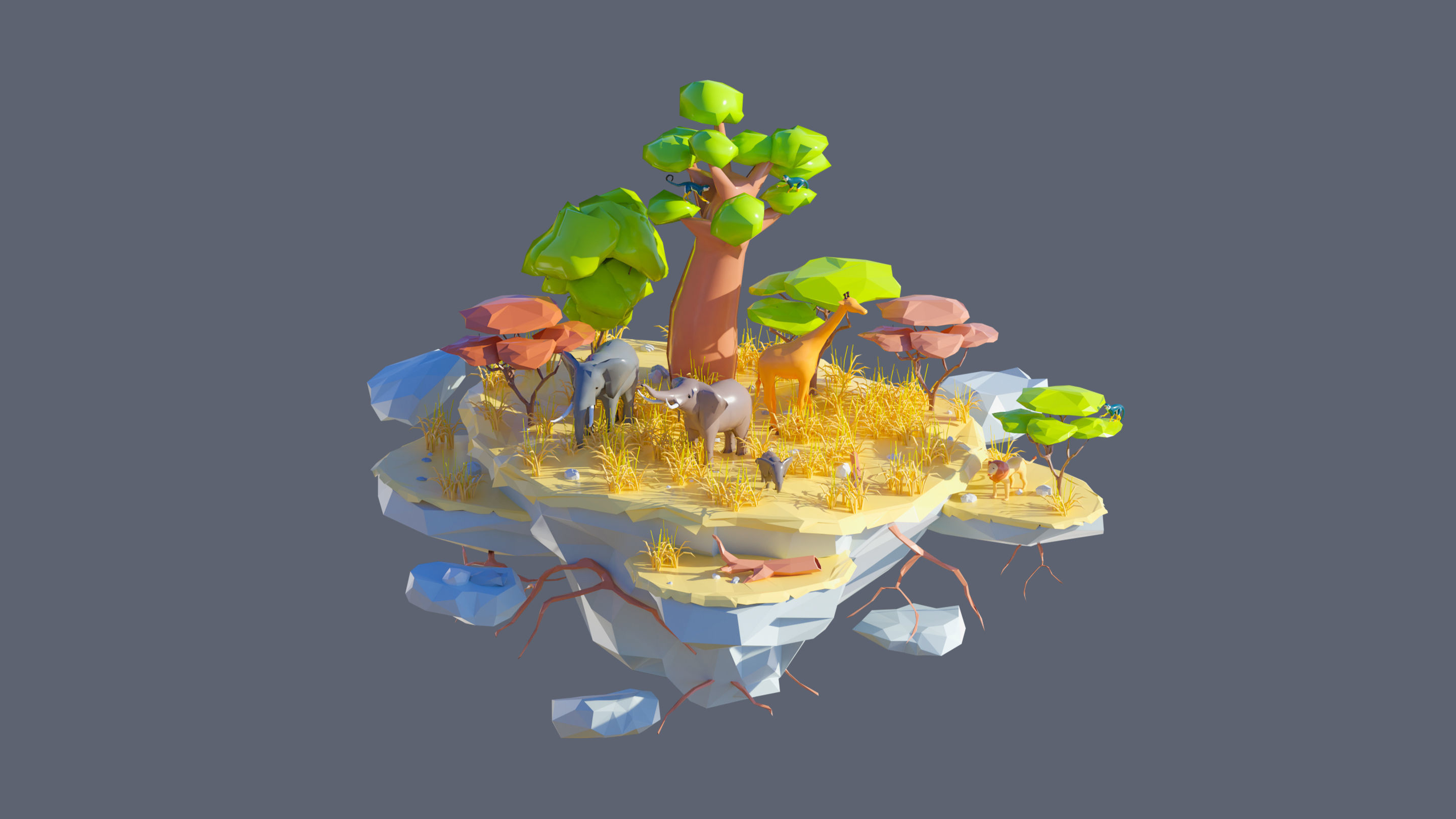 Worlds Islands Low-poly 3D model_108