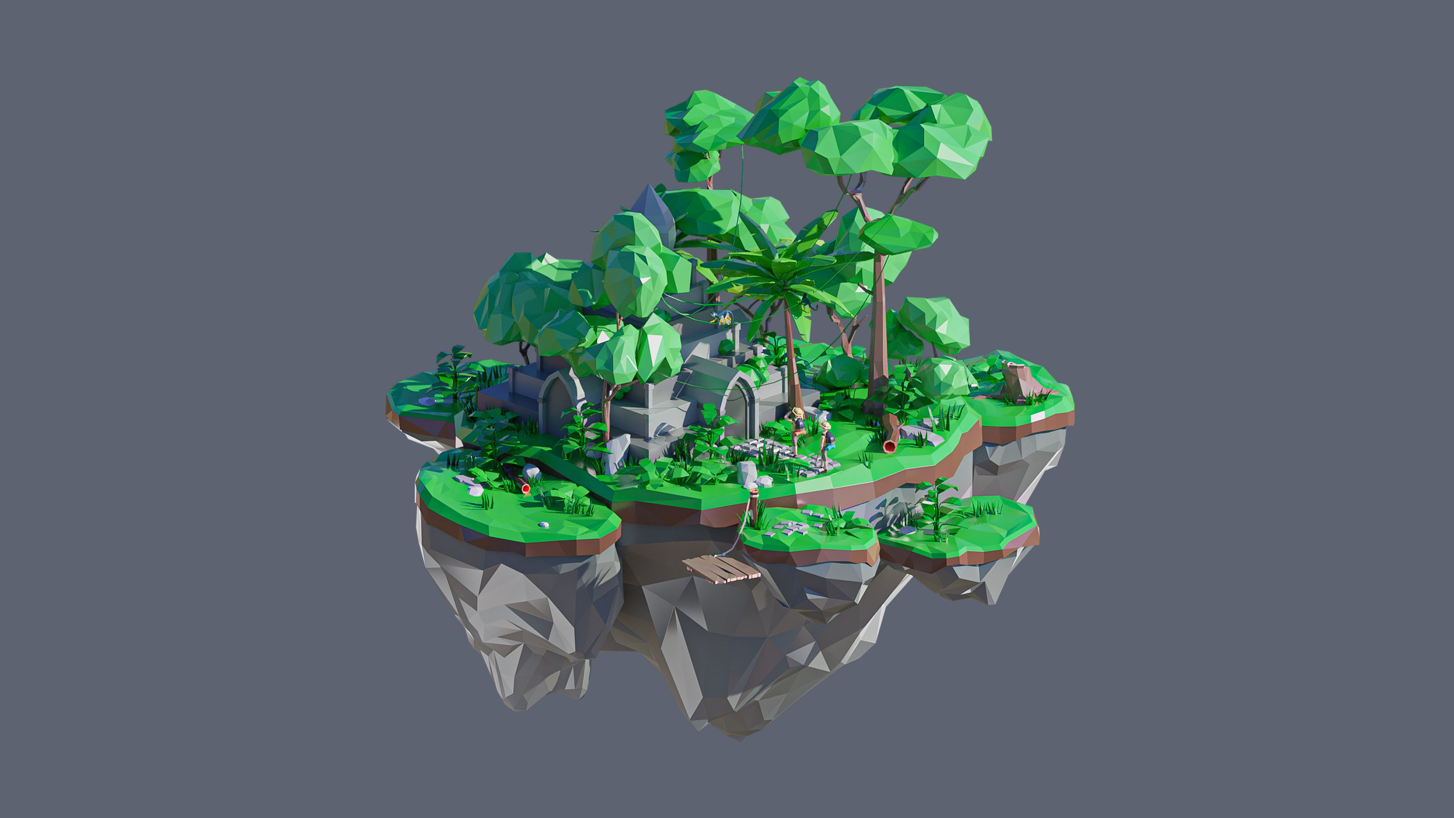 Worlds Islands Low-poly 3D model_9