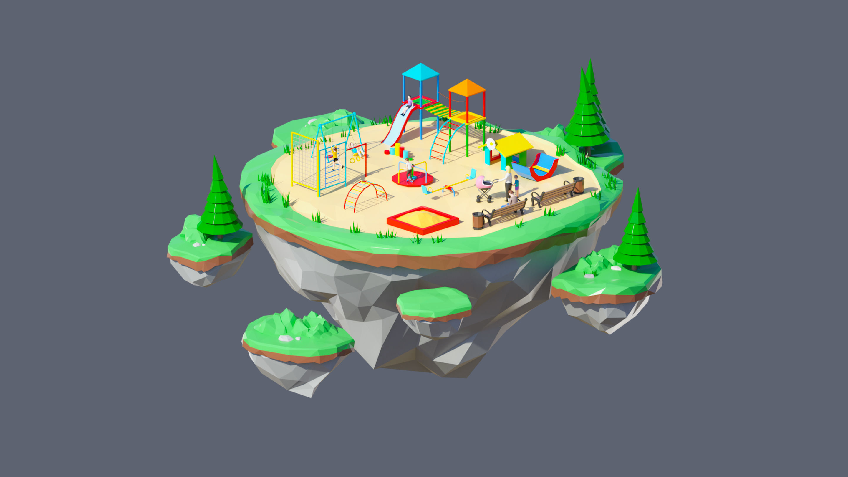 Worlds Islands Low-poly 3D model_102