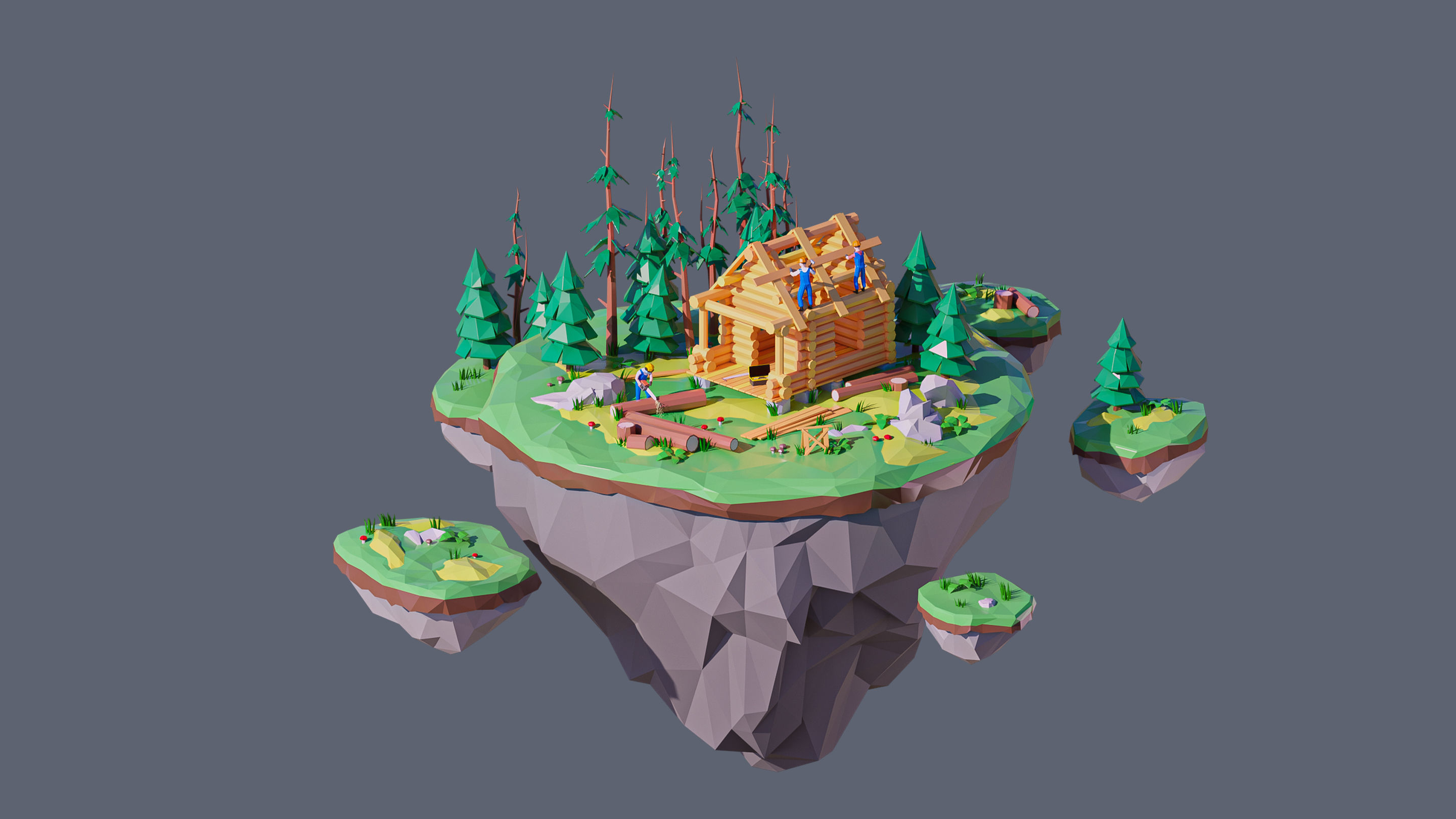 Worlds Islands Low-poly 3D model_35
