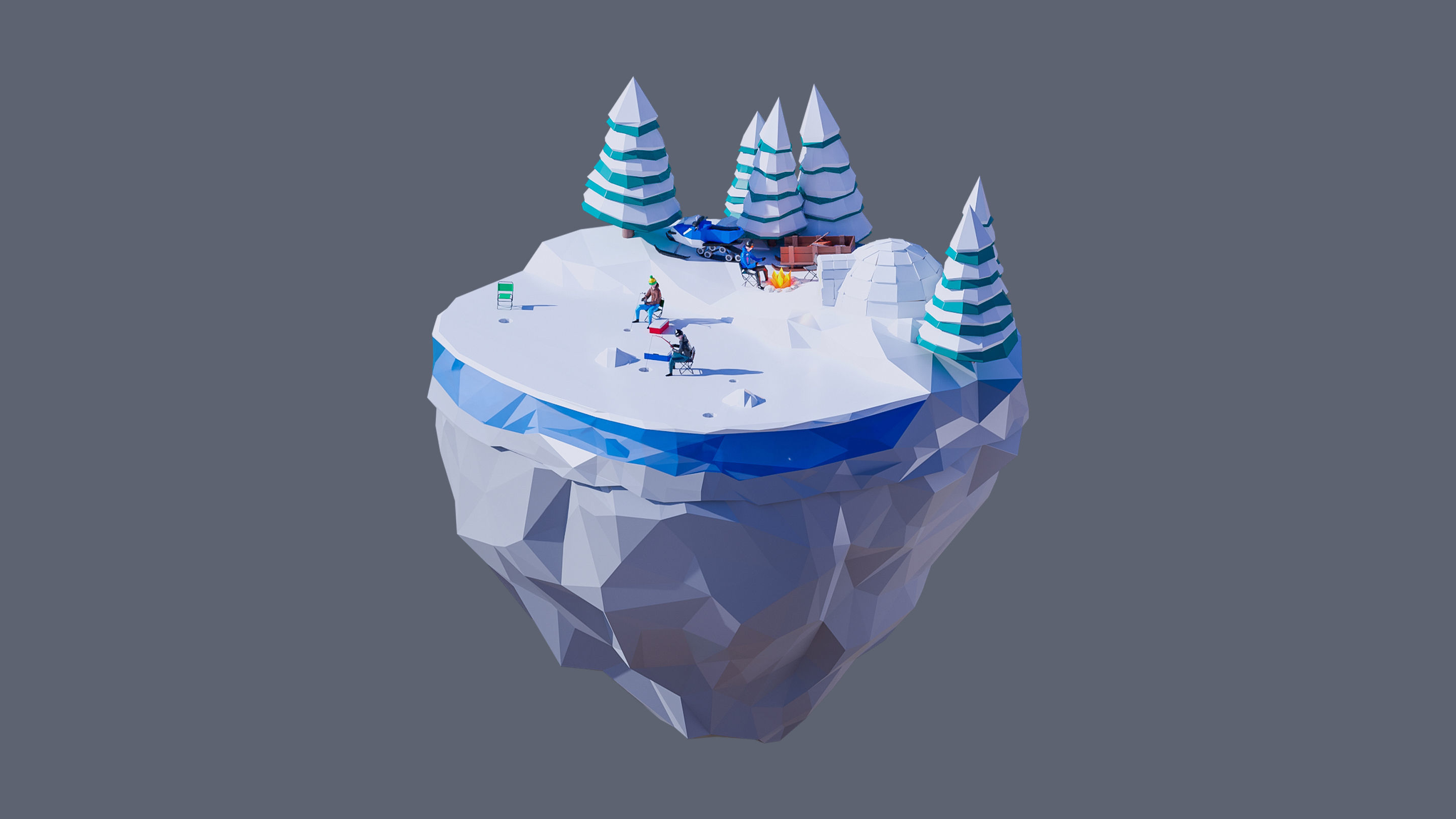 Worlds Islands Low-poly 3D model_38