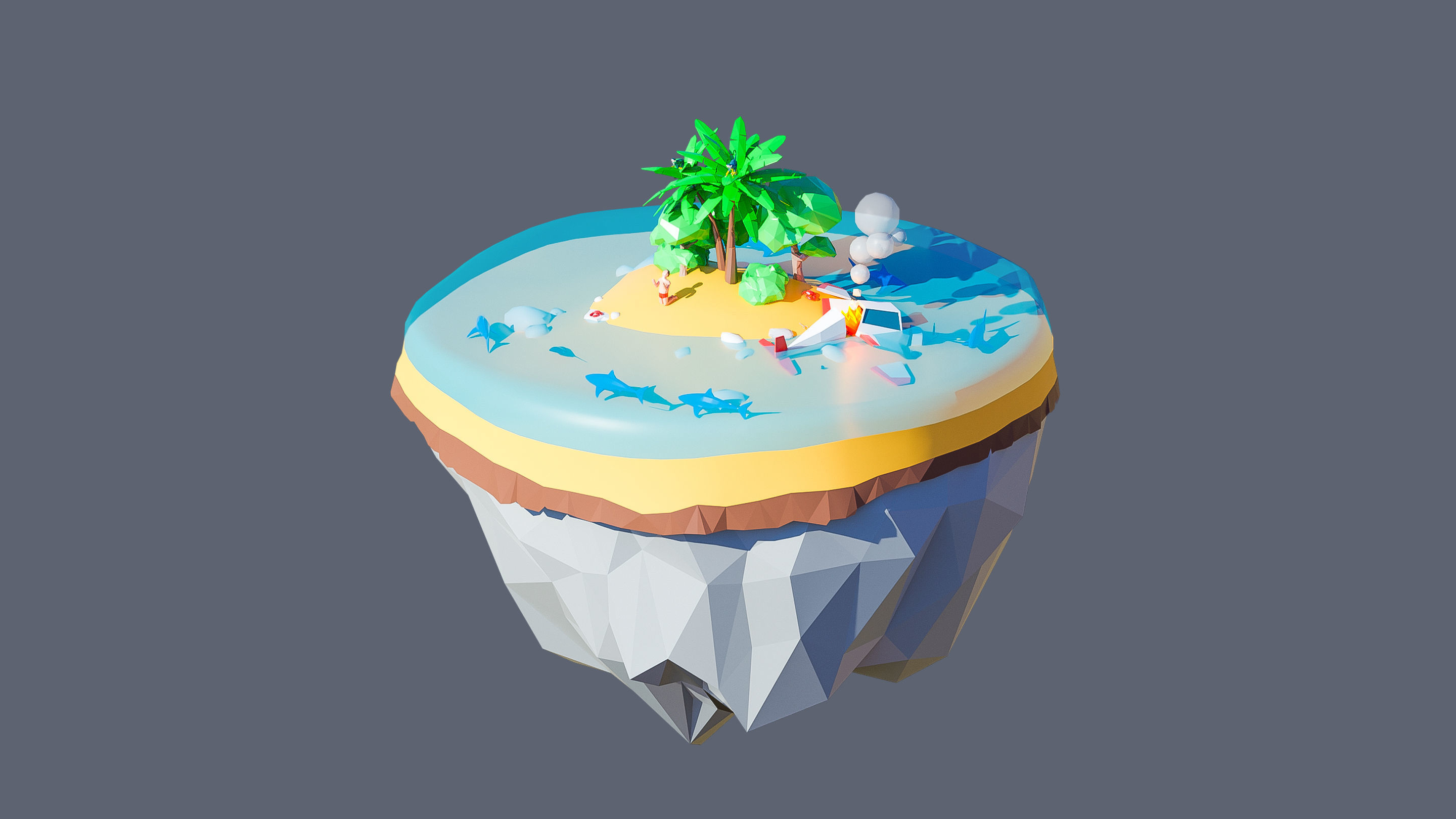 Worlds Islands Low-poly 3D model_23