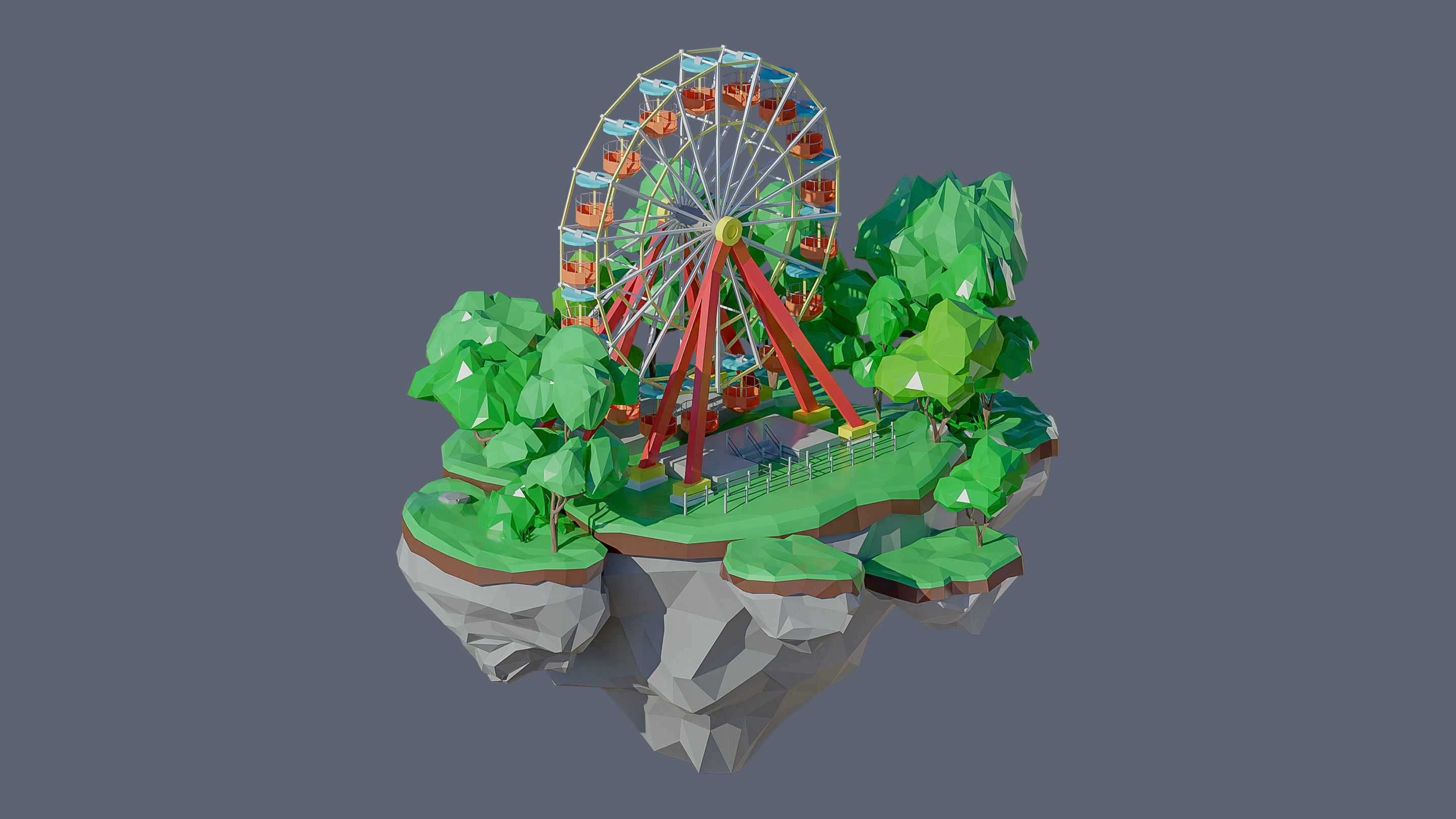 Worlds Islands Low-poly 3D model_29