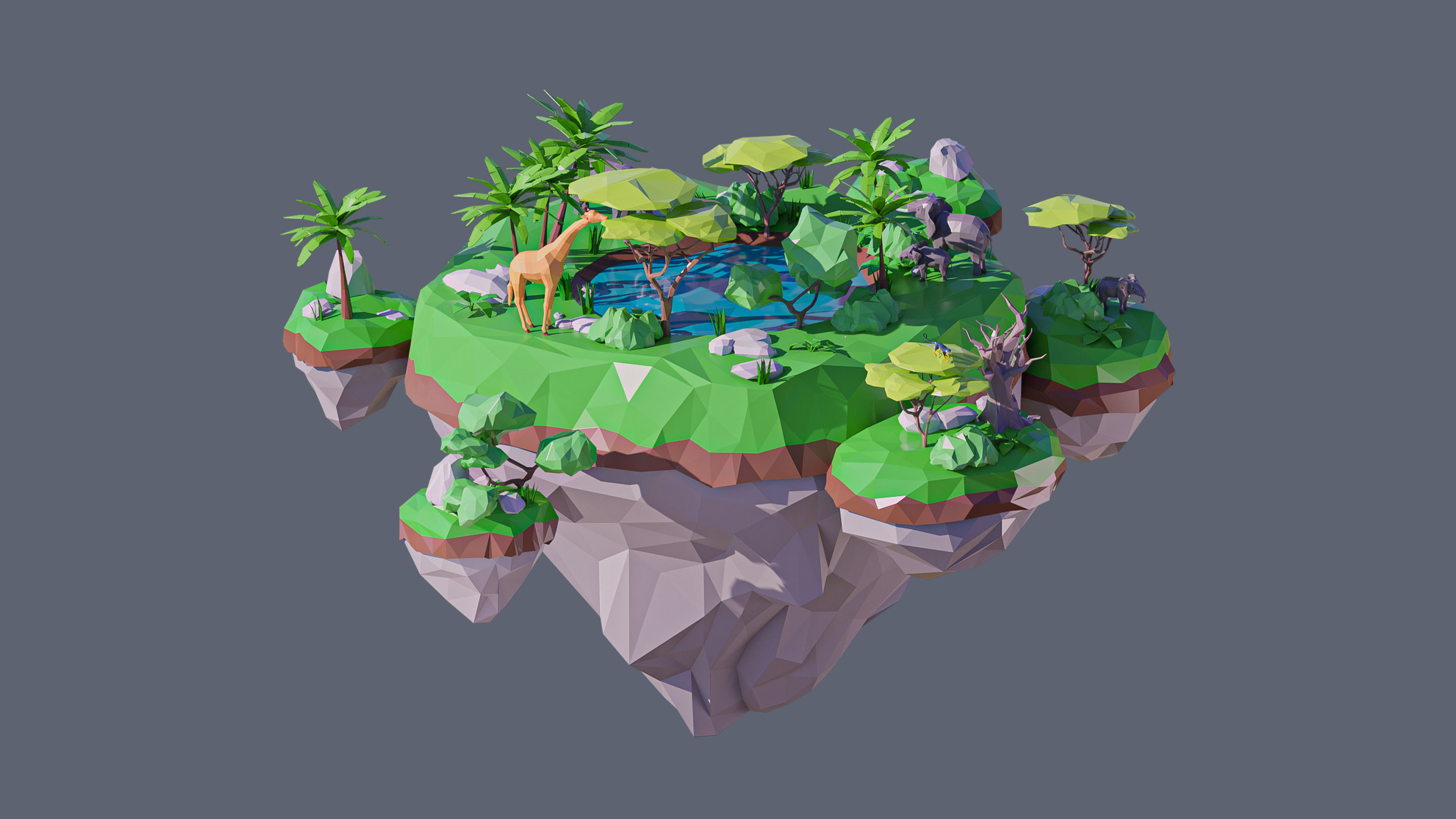 Worlds Islands Low-poly 3D model_37