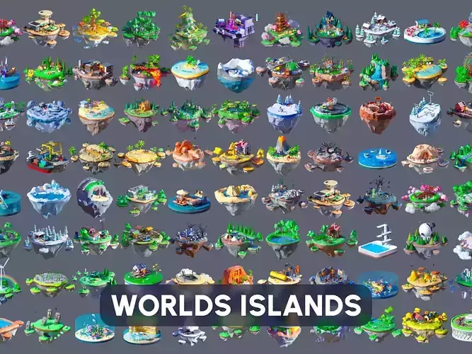 Worlds Islands Low-poly 3D model