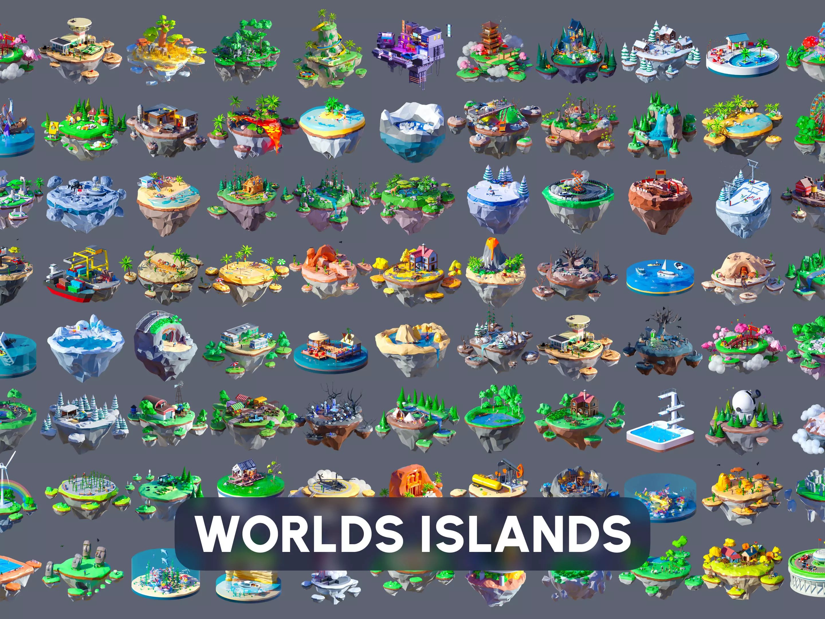 Worlds Islands Low-poly 3D model_0