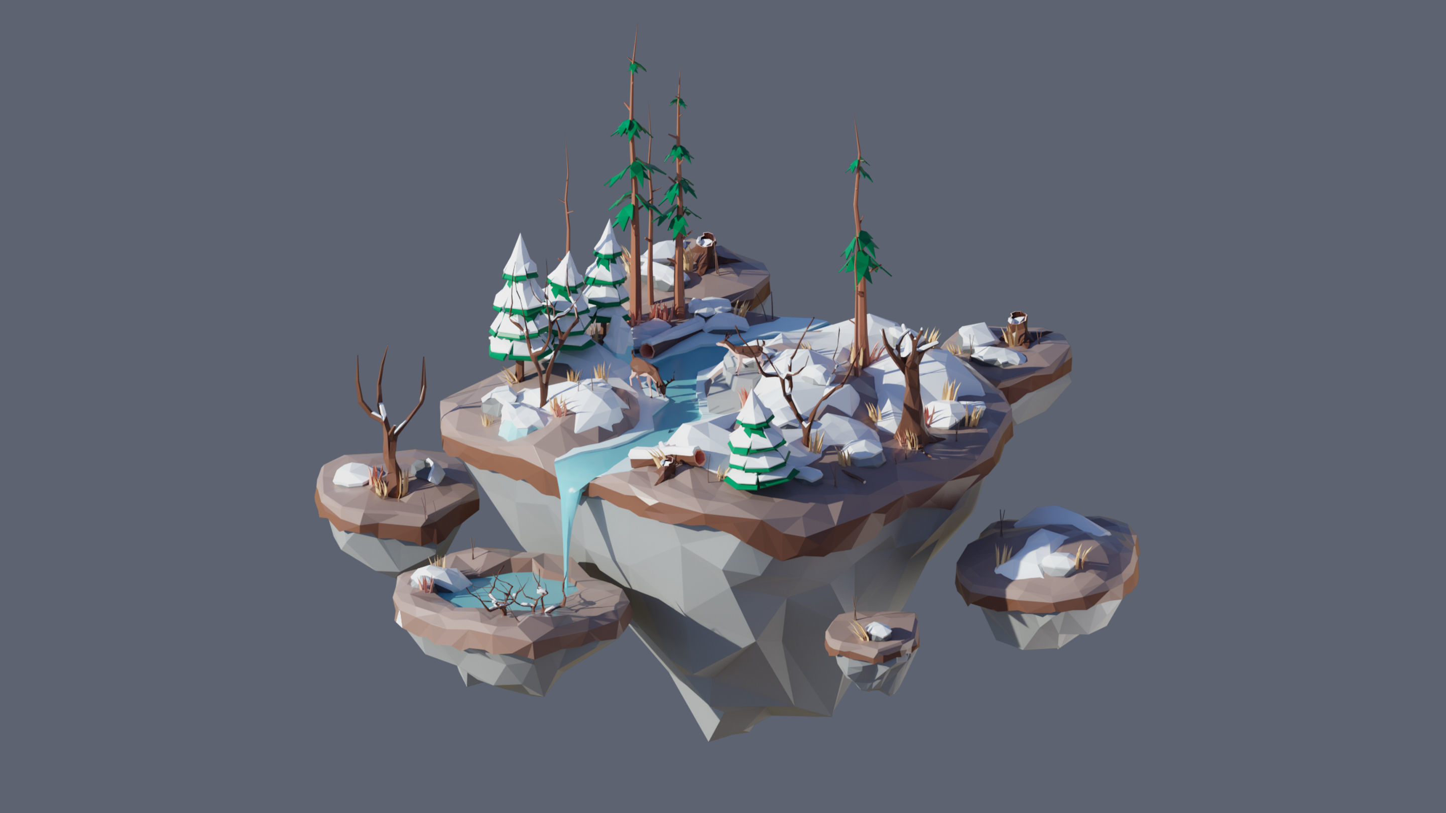 Worlds Islands Low-poly 3D model_64