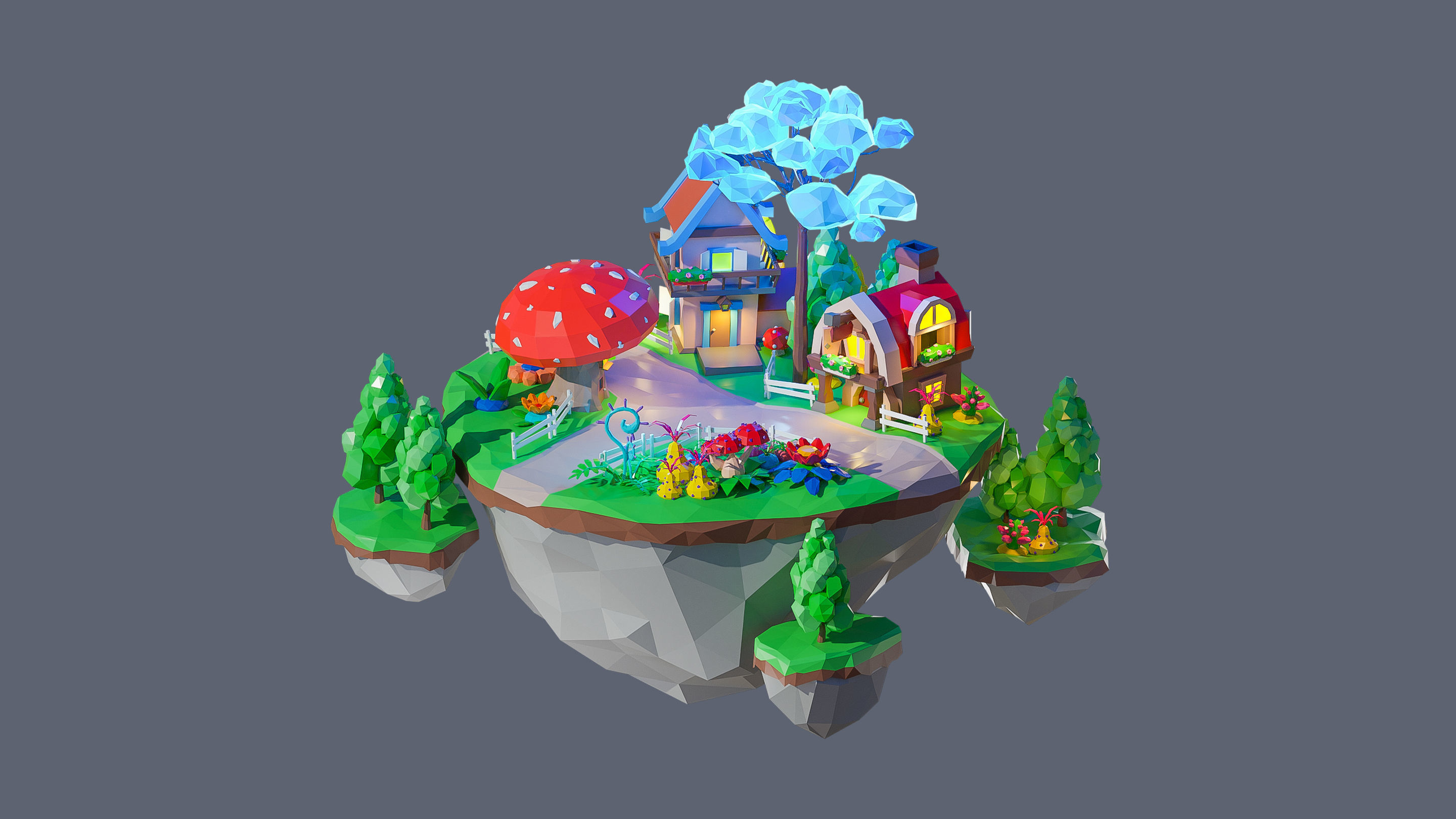 Worlds Islands Low-poly 3D model_16