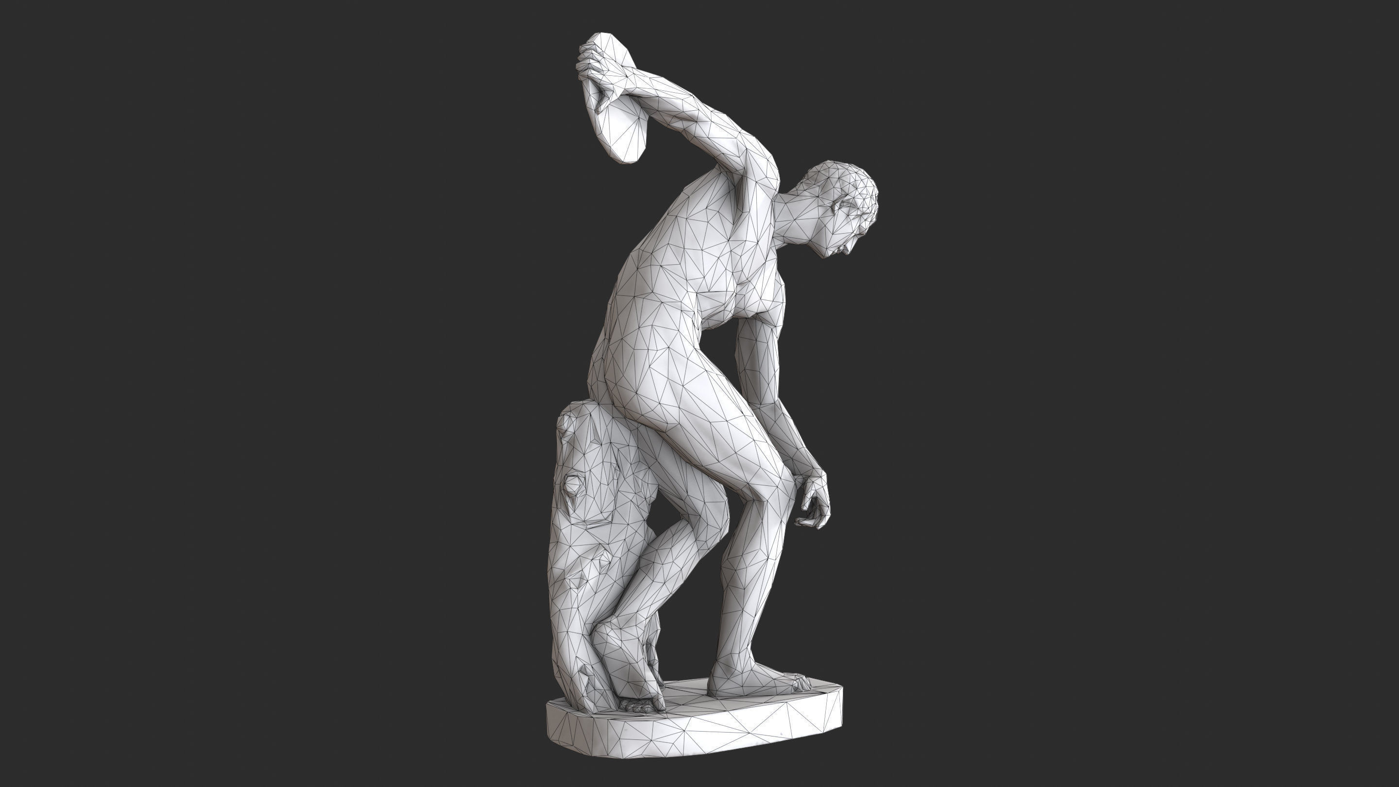 Discobolus Statue - Gold Low-poly 3D model_12