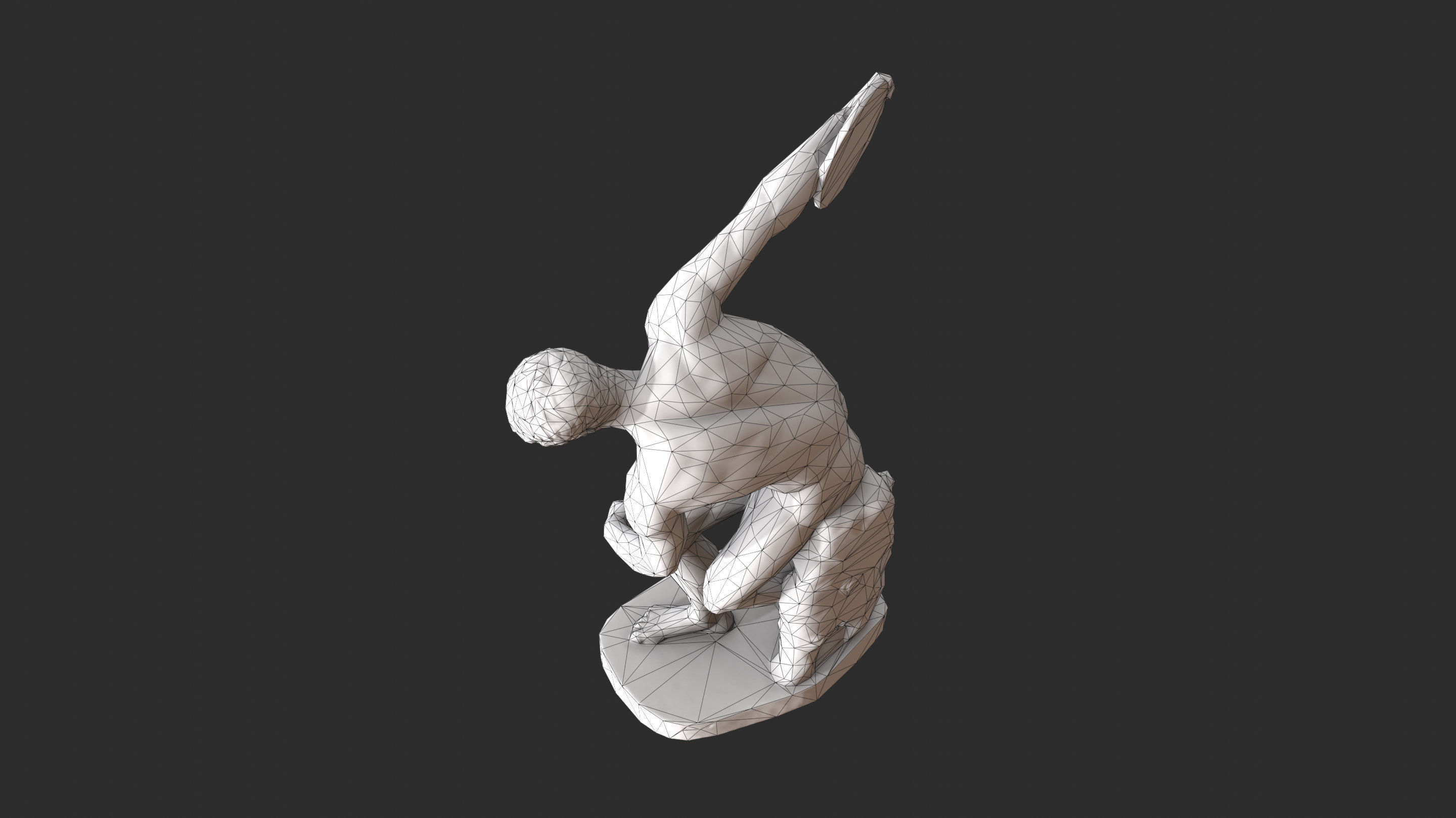 Discobolus Statue - Gold Low-poly 3D model_16