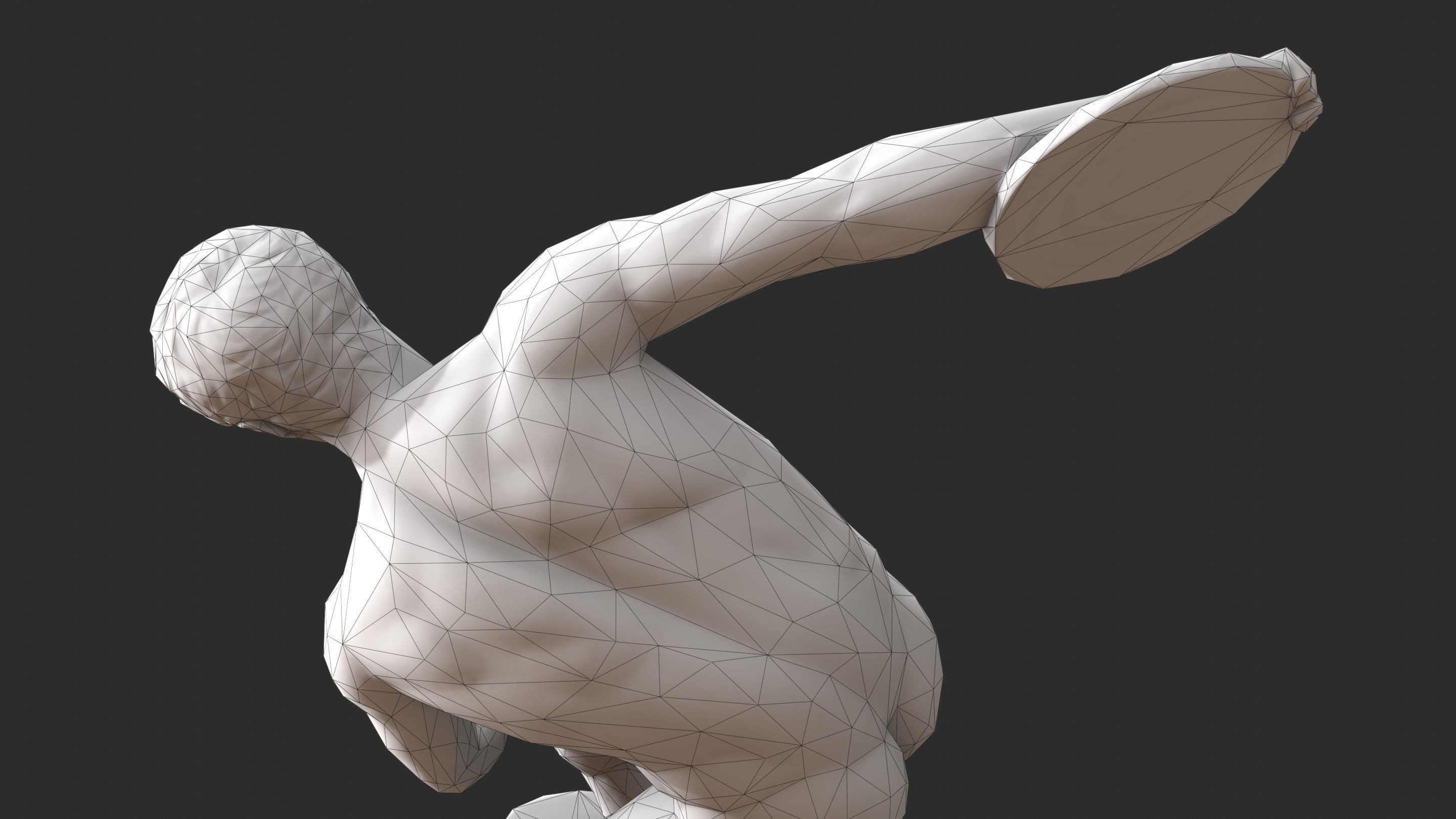 Discobolus Statue - Gold Low-poly 3D model_20