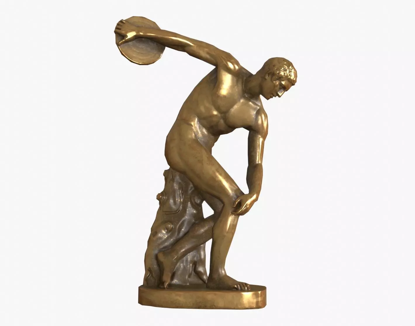 Discobolus Statue - Gold Low-poly 3D model_0