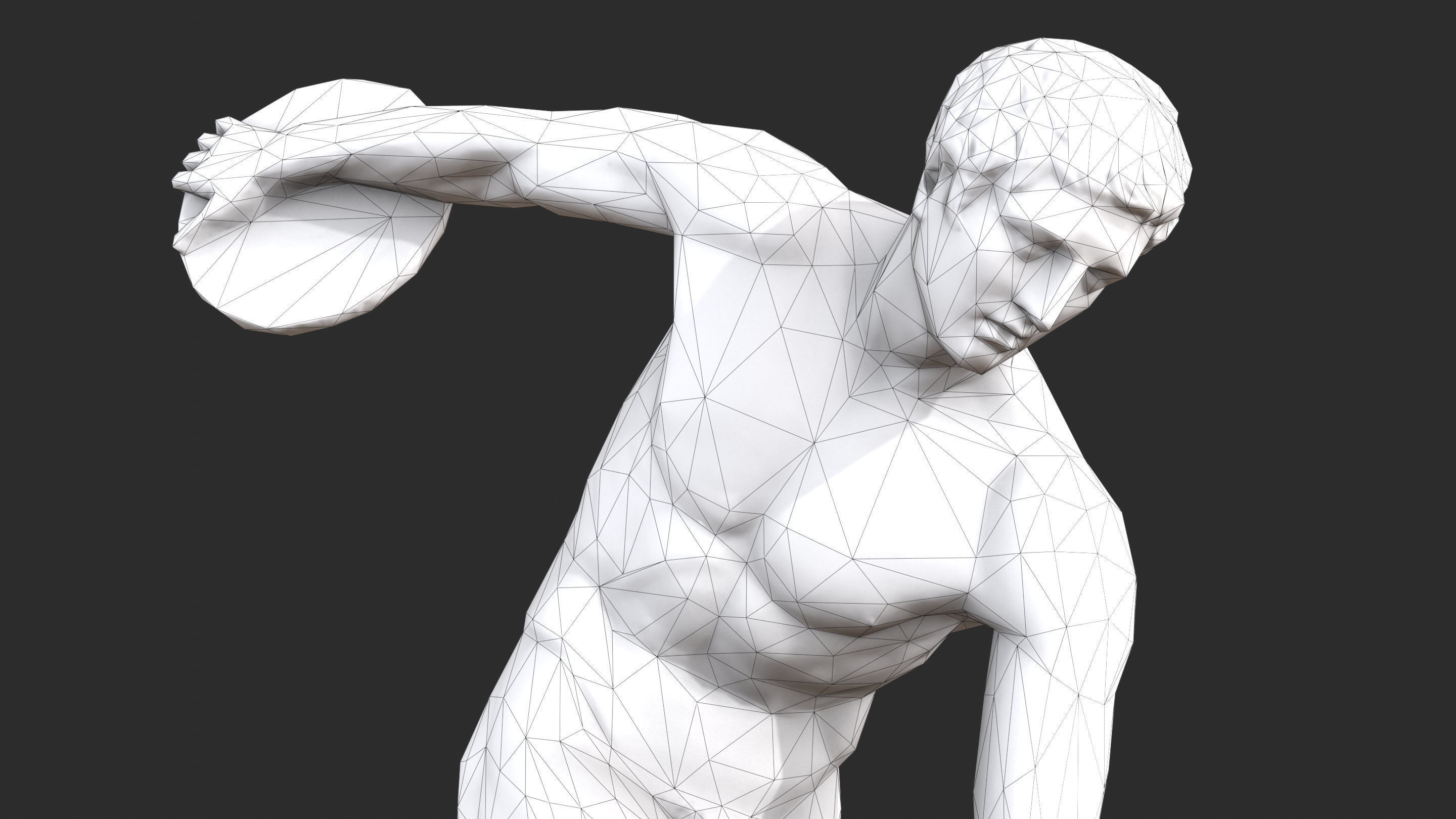 Discobolus Statue - Gold Low-poly 3D model_19