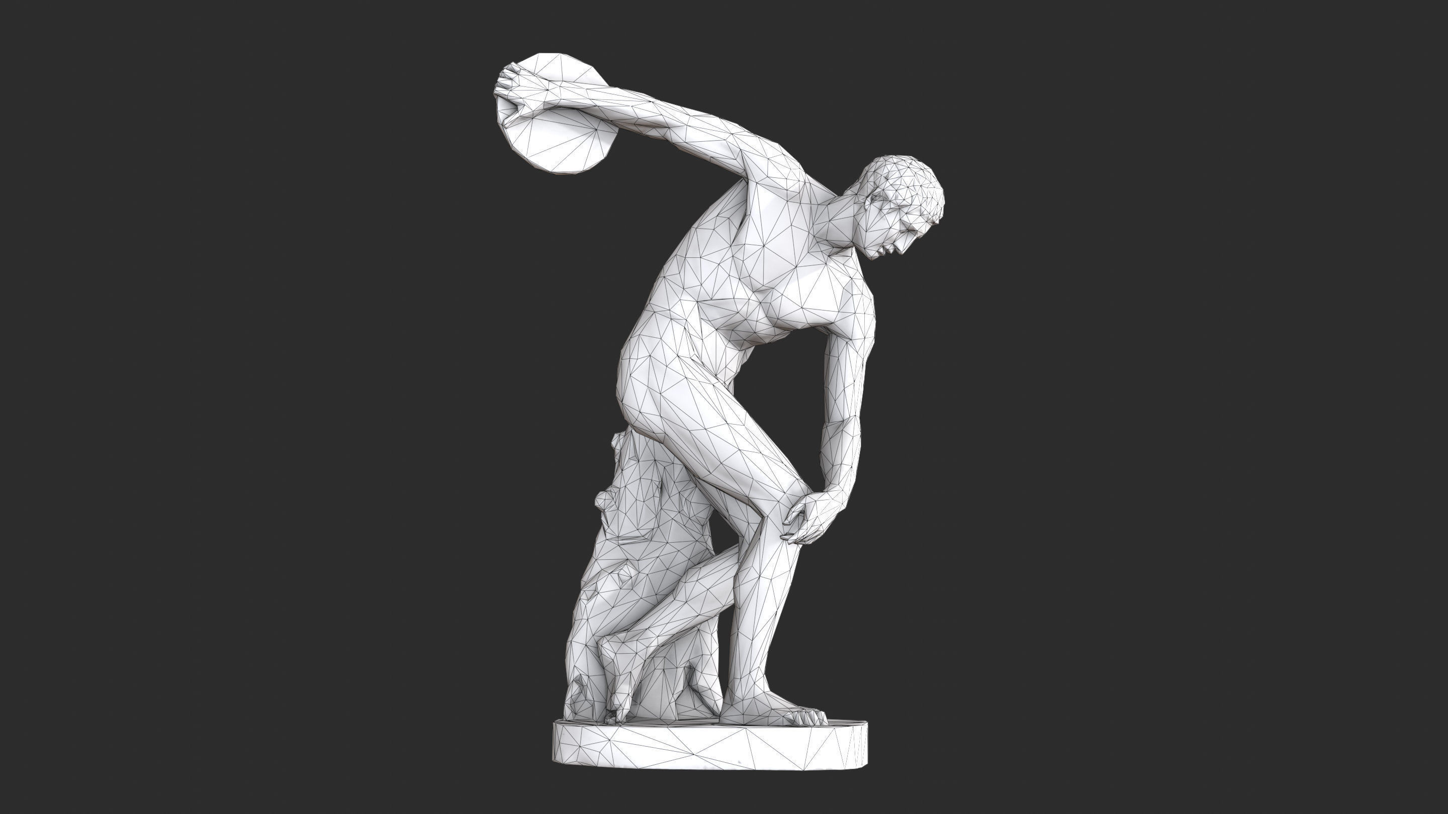 Discobolus Statue - Gold Low-poly 3D model_11