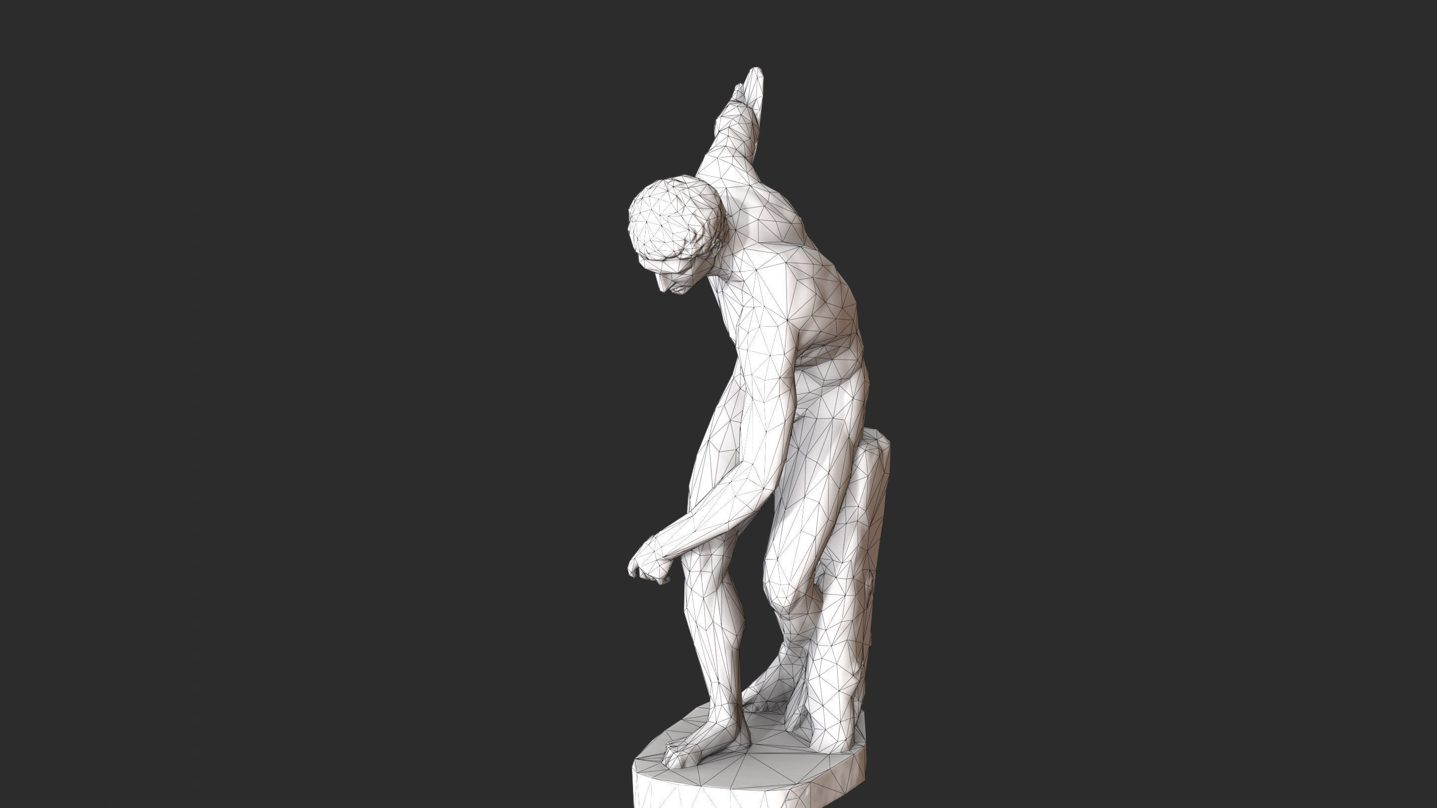Discobolus Statue - Gold Low-poly 3D model_17