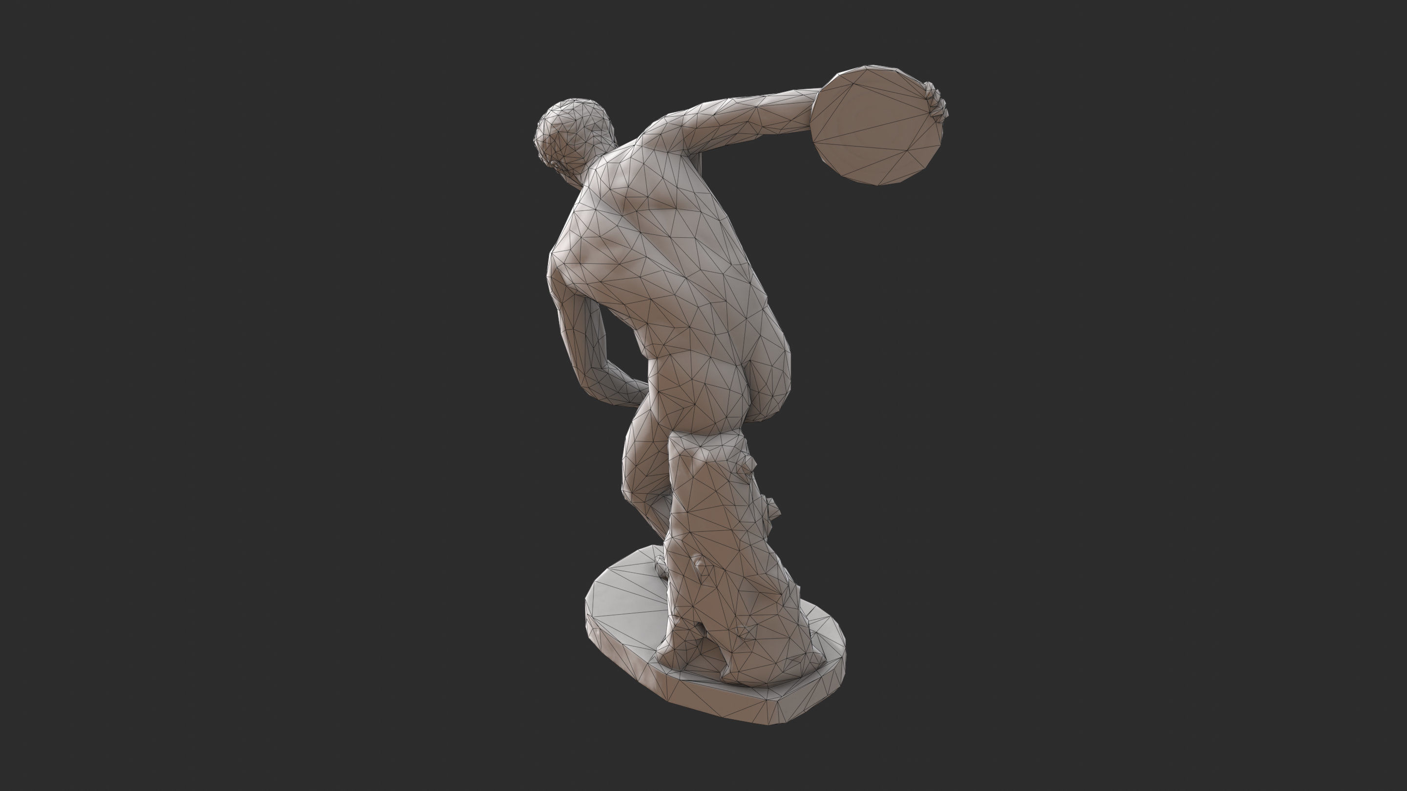 Discobolus Statue - Gold Low-poly 3D model_14