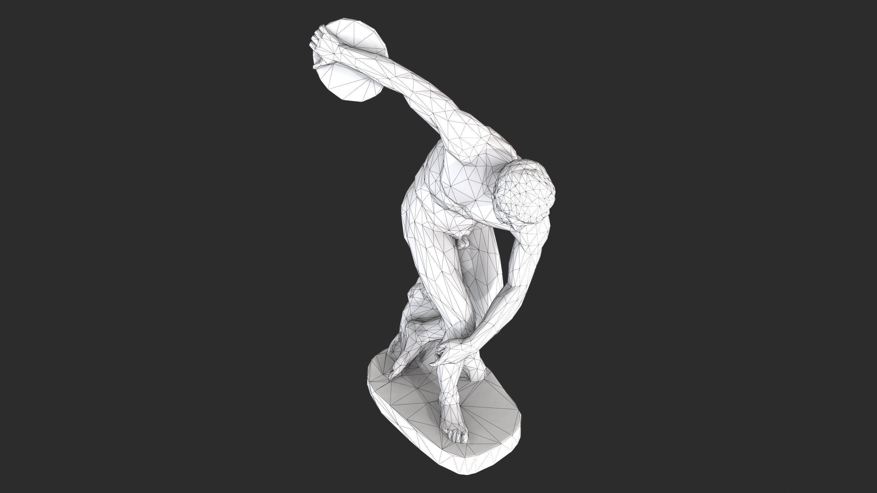 Discobolus Statue - Gold Low-poly 3D model_18