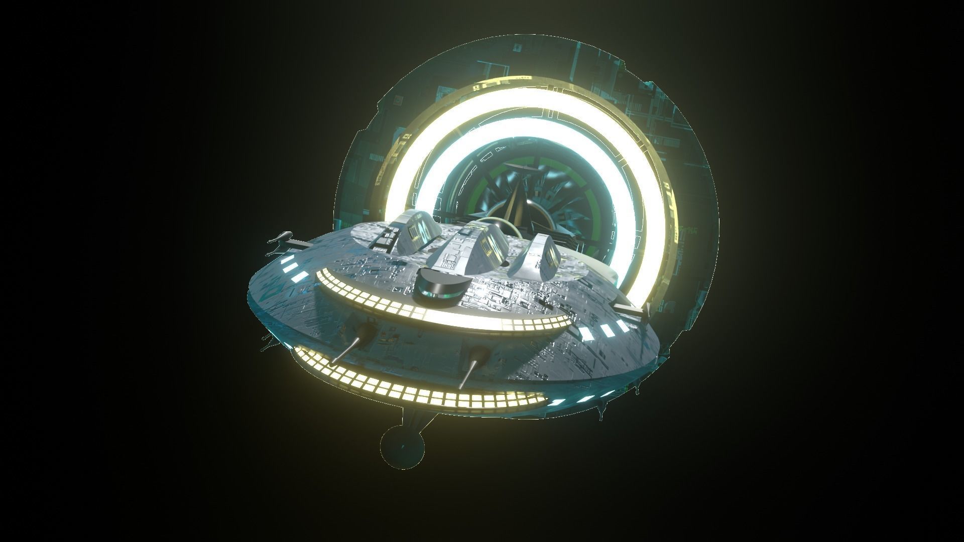 SCFI IMPERIAL Corvette Spaceship Low-poly  3D model_3