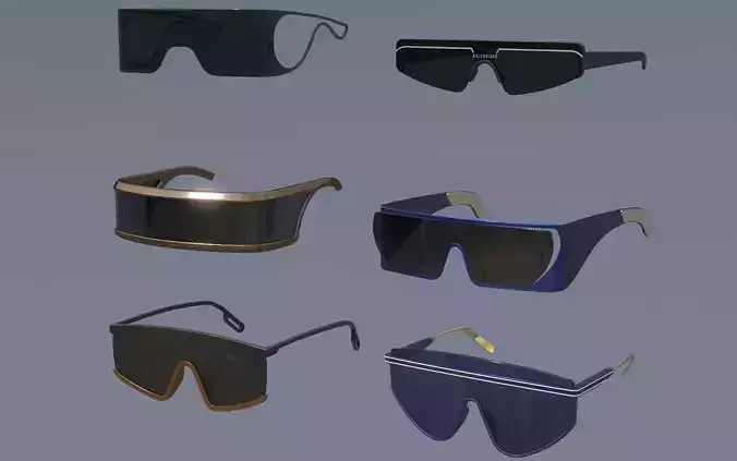 Fashion Sci fi glasses pack x6 3D Model Collection