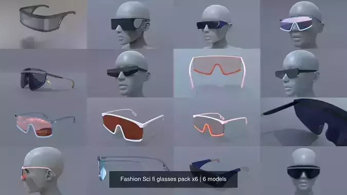 Fashion Sci fi glasses pack x6