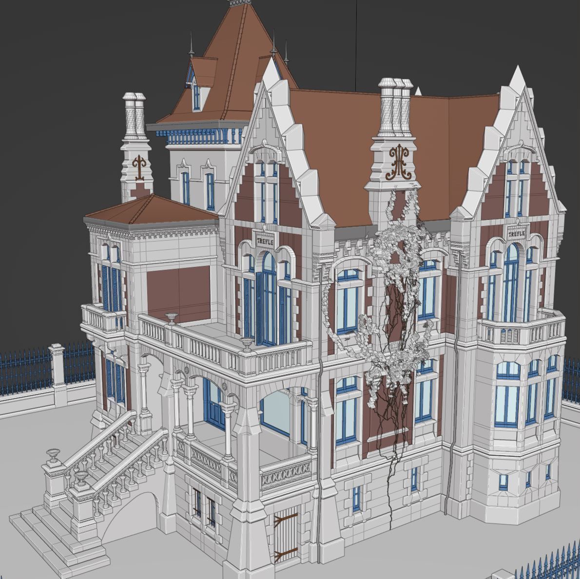 Haunted Neo Gothic Mansion 3D model_33