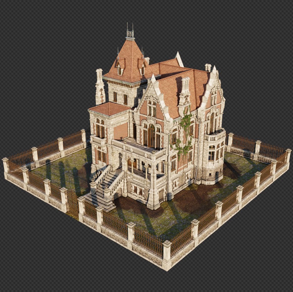 Haunted Neo Gothic Mansion 3D model_3