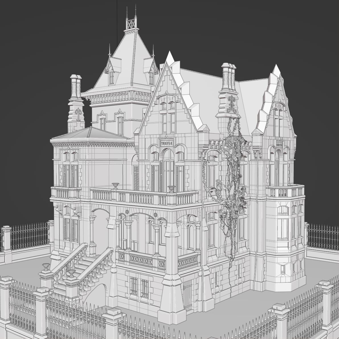 Haunted Neo Gothic Mansion 3D model_2