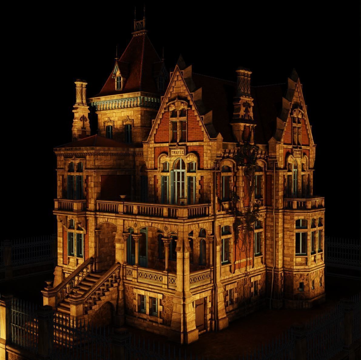Haunted Neo Gothic Mansion 3D model_26