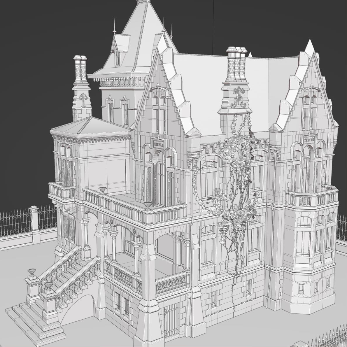 Haunted Neo Gothic Mansion 3D model_5