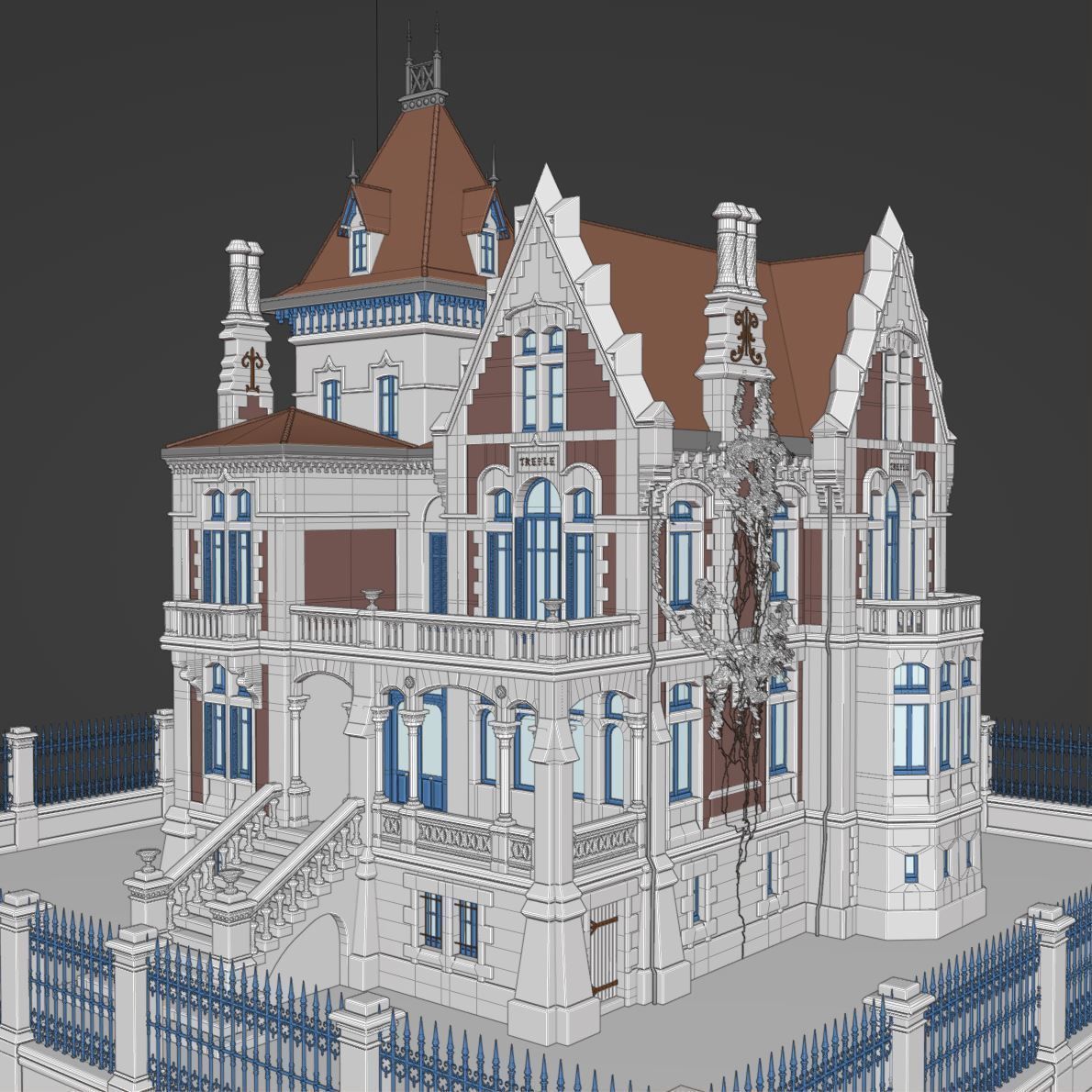 Haunted Neo Gothic Mansion 3D model_30