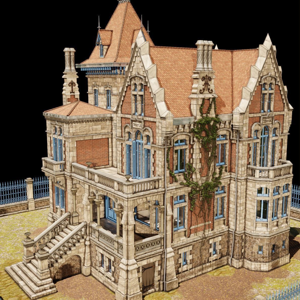 Haunted Neo Gothic Mansion 3D model_4