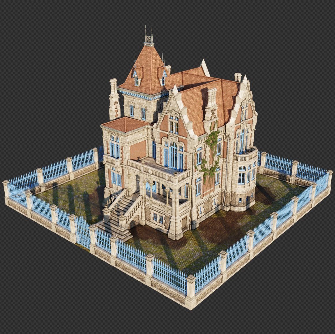 Haunted Neo Gothic Mansion 3D model_9