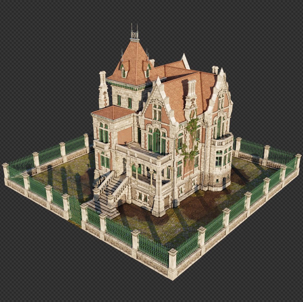 Haunted Neo Gothic Mansion 3D model_6