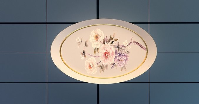 Dishes set PBR plate with flowers Low-poly 3D model 5