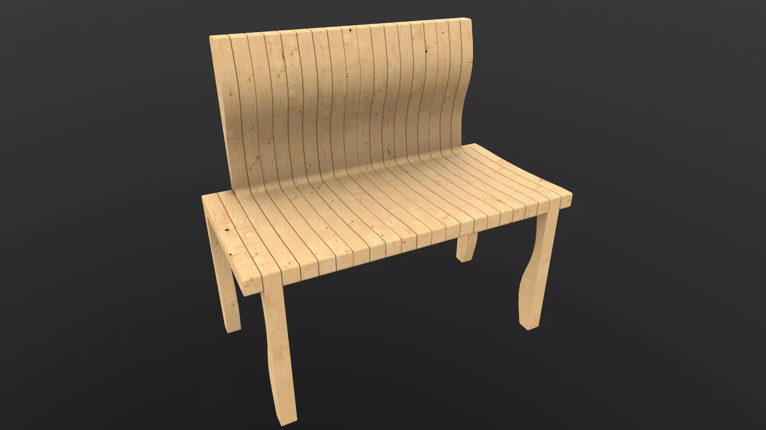 Modern Bench 3D Model AR VR  Low-poly 3D model_0