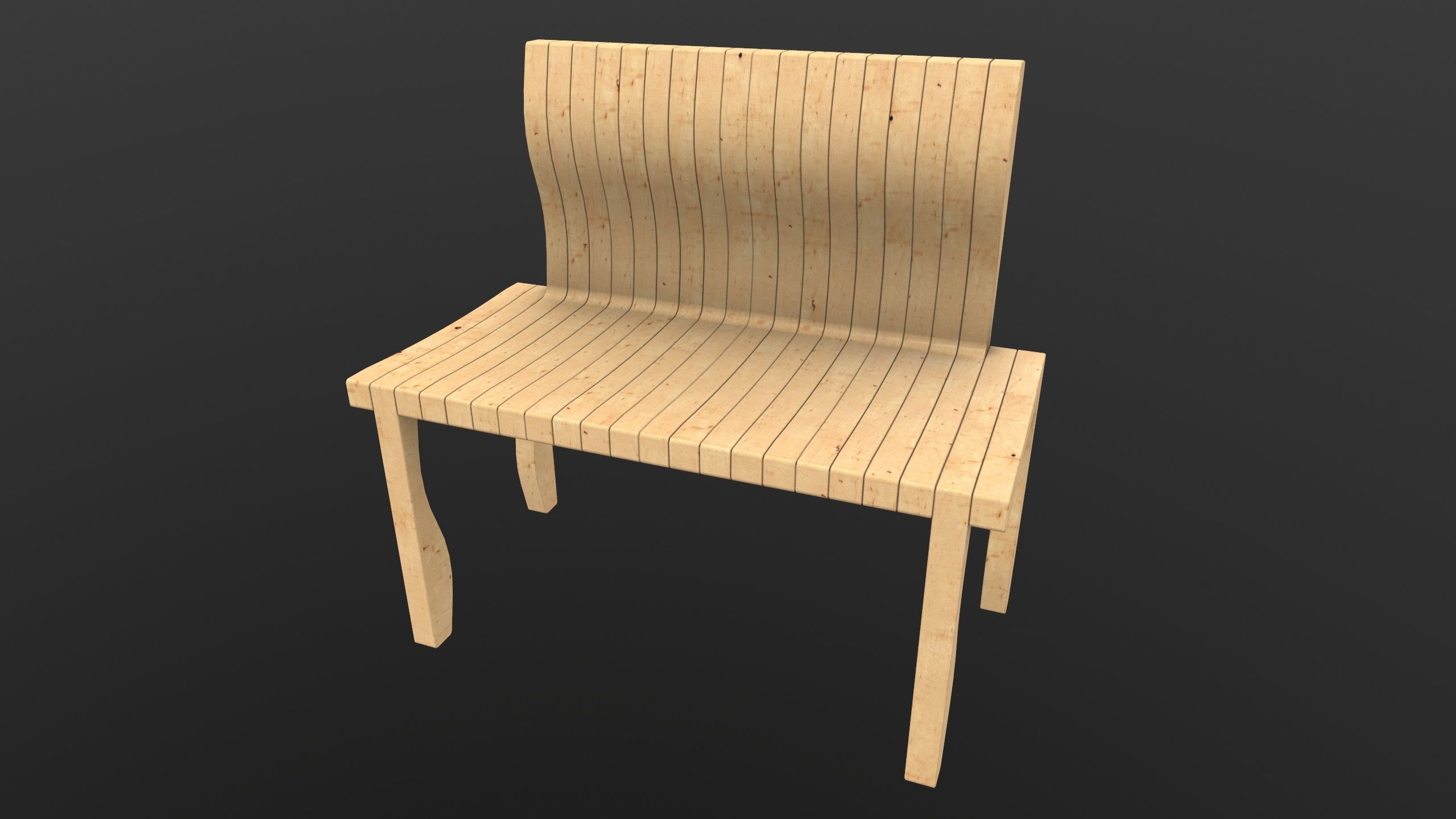 Modern Bench 3D Model AR VR  Low-poly 3D model_3