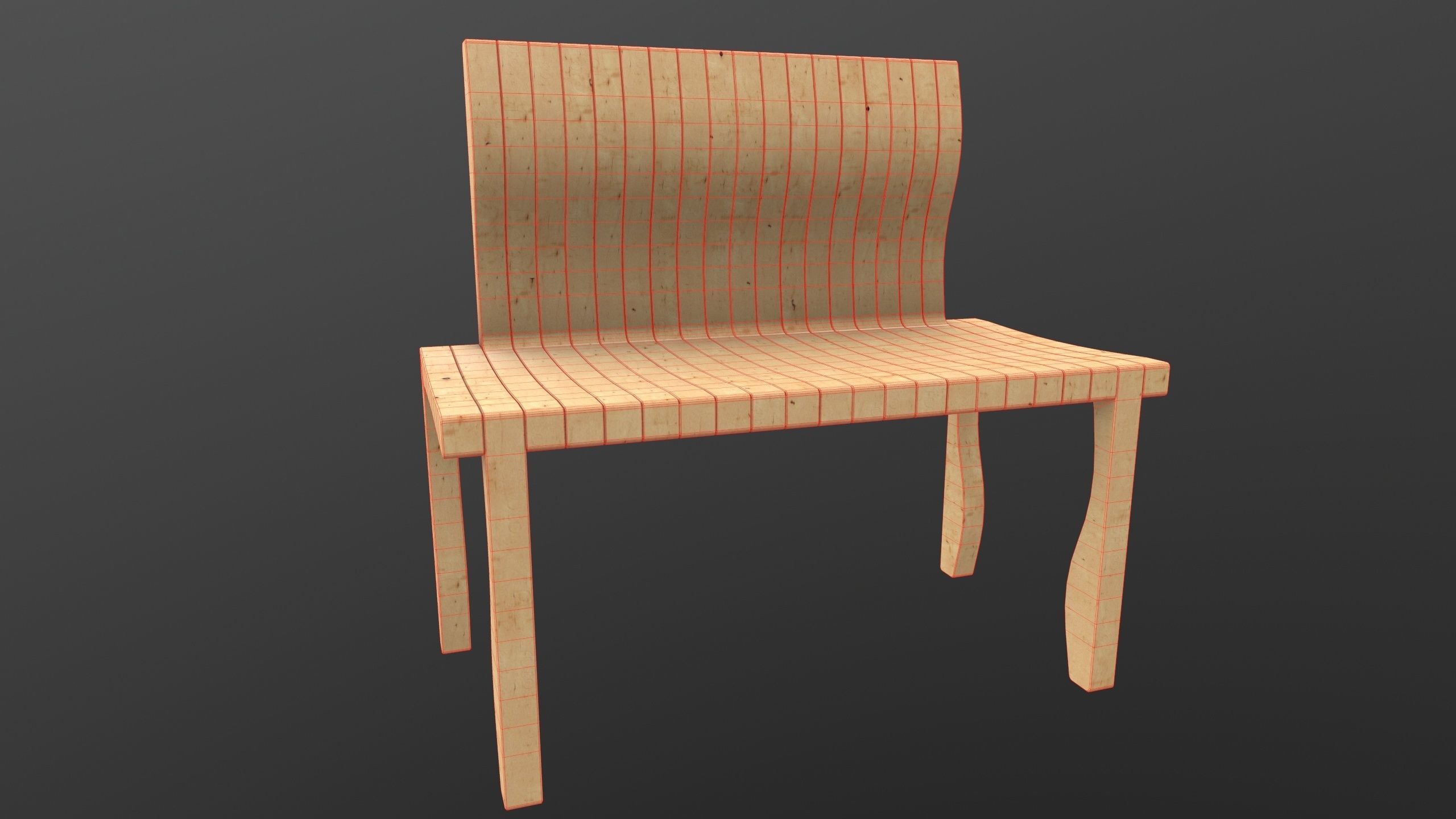 Modern Bench 3D Model AR VR  Low-poly 3D model_15