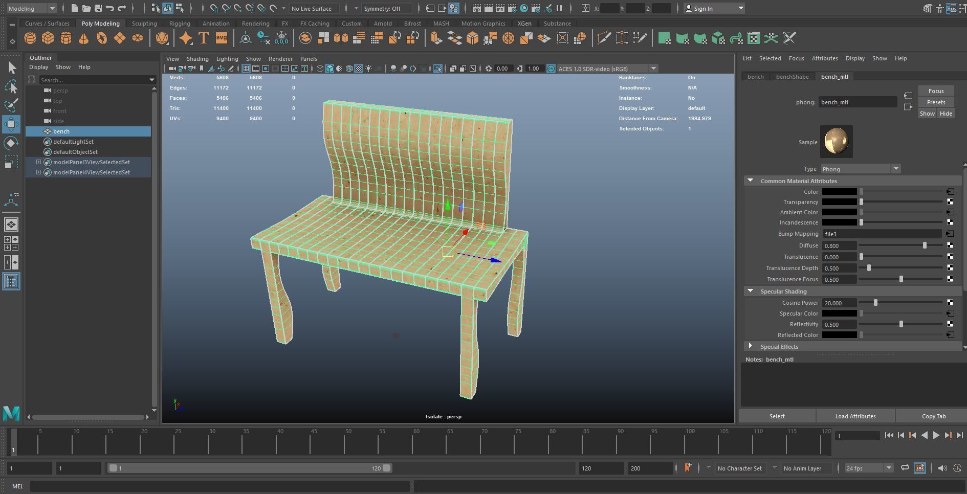 Modern Bench 3D Model AR VR  Low-poly 3D model_17