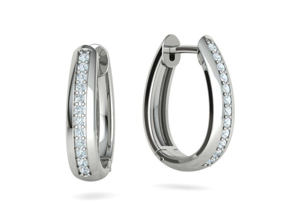 Camila Diamond Hoop Earrings 1row and 3row Diamonds  3D Model Collection_38