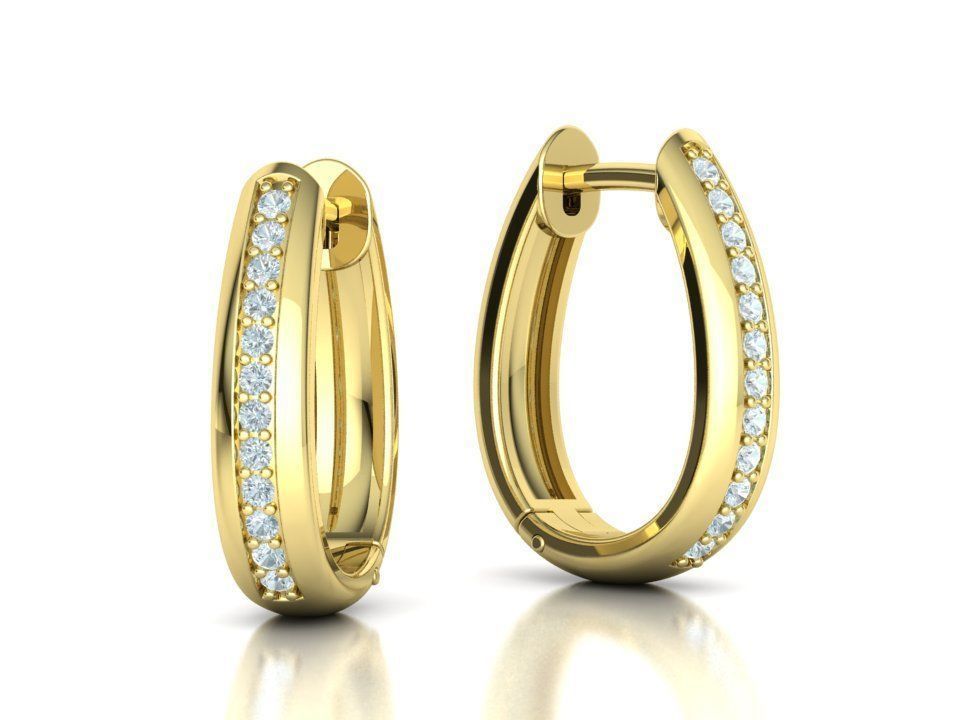 Camila Diamond Hoop Earrings 1row and 3row Diamonds  3D Model Collection_39