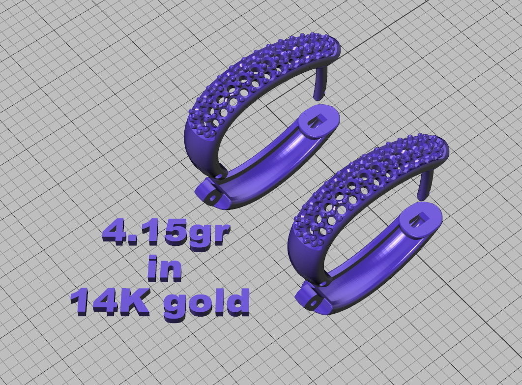 Camila Diamond Hoop Earrings 1row and 3row Diamonds  3D Model Collection_8