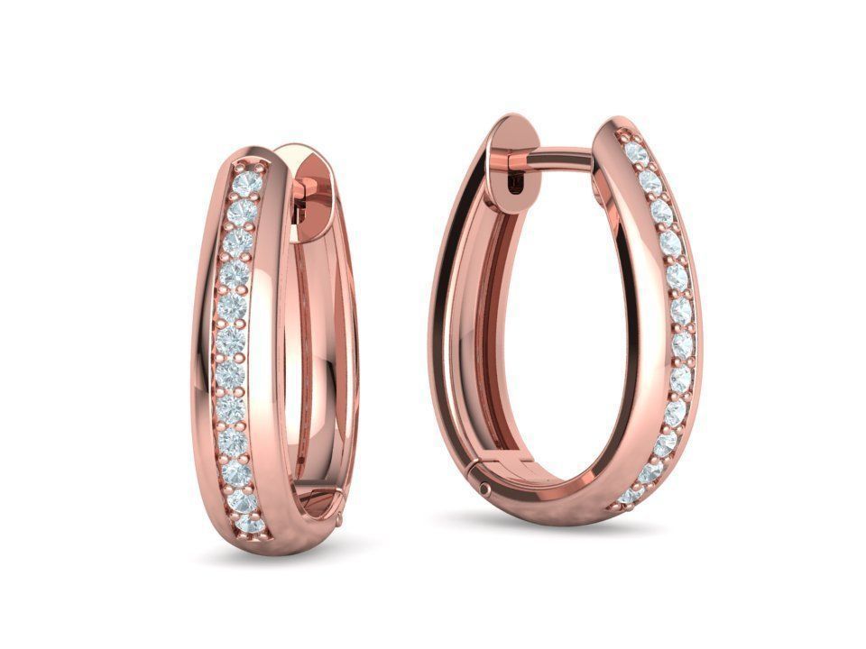 Camila Diamond Hoop Earrings 1row and 3row Diamonds  3D Model Collection_25