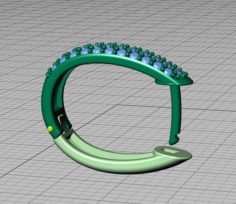 Camila Diamond Hoop Earrings 1row and 3row Diamonds  3D Model Collection_5