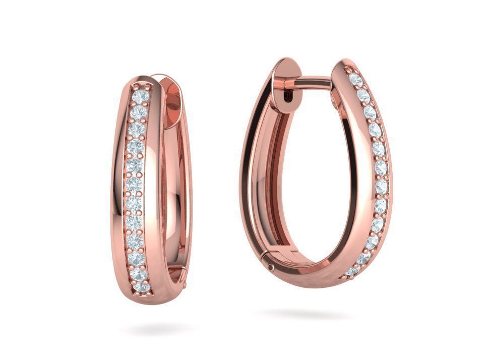 Camila Diamond Hoop Earrings 1row and 3row Diamonds  3D Model Collection_24