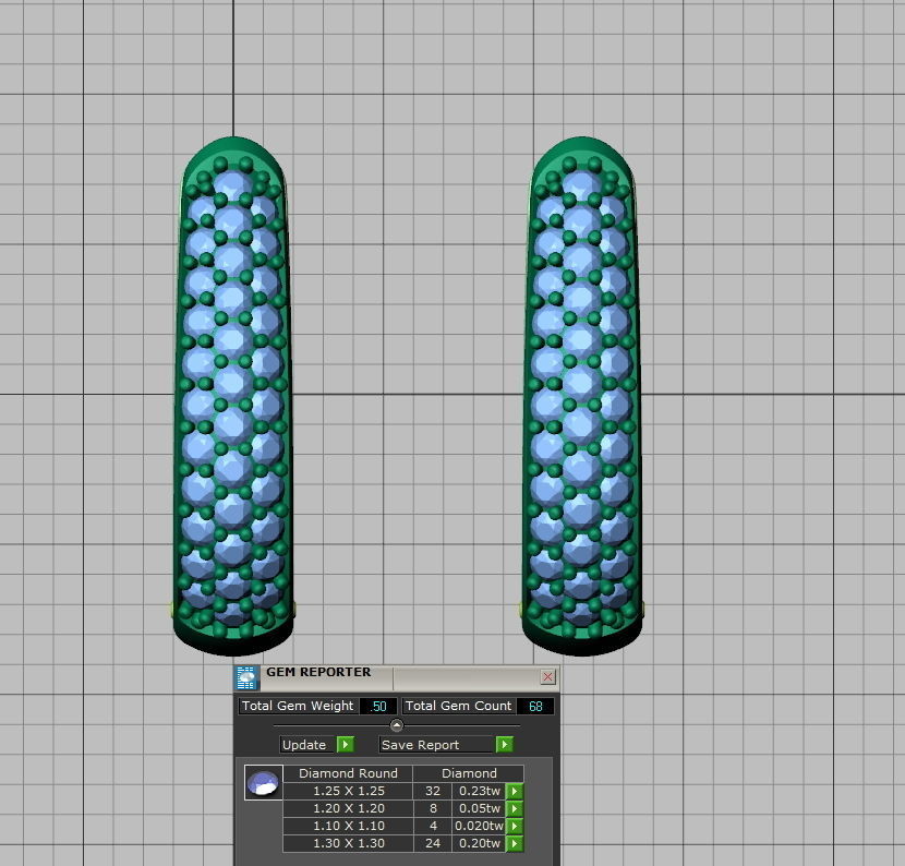 Camila Diamond Hoop Earrings 1row and 3row Diamonds  3D Model Collection_6