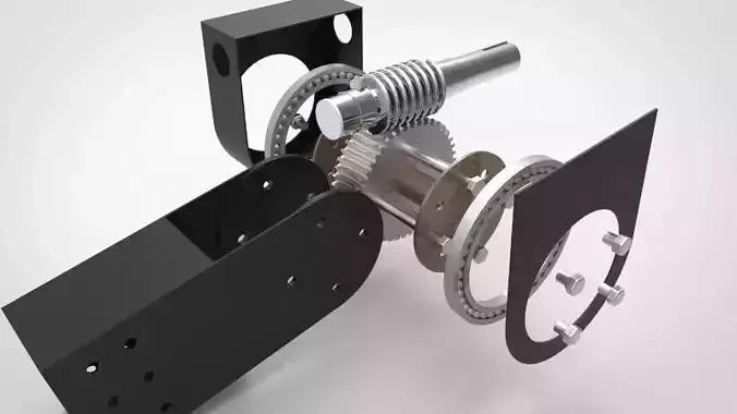 Worm gearbox and attachments for robotic arm and adapter 3D print model