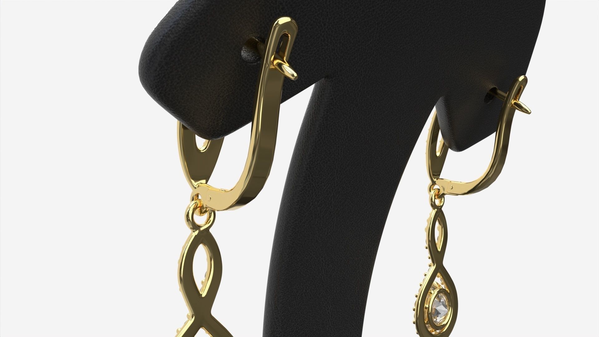 Earrings Leather Display Holder Stand 02 3D model_3