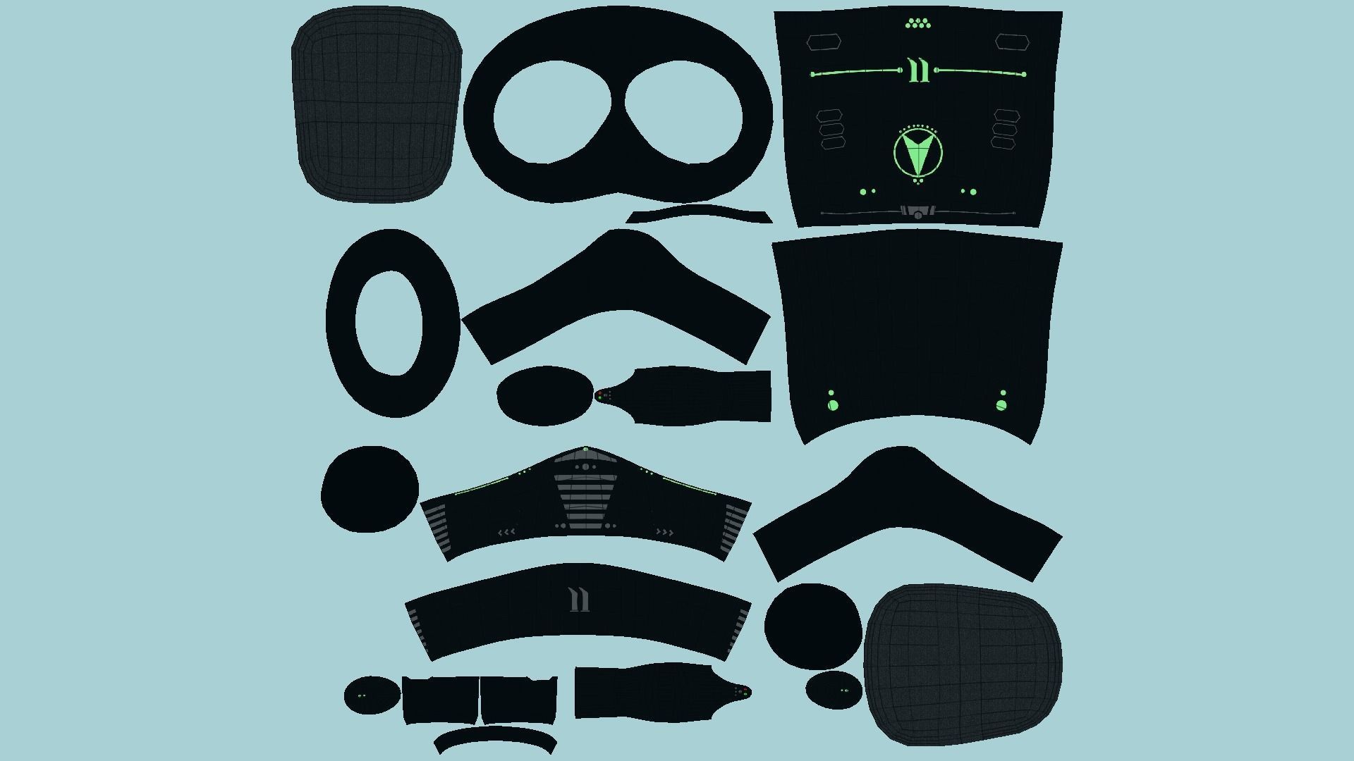 Jetpack J02 Black Green - SciFi Character Design Low-poly 3D model_5