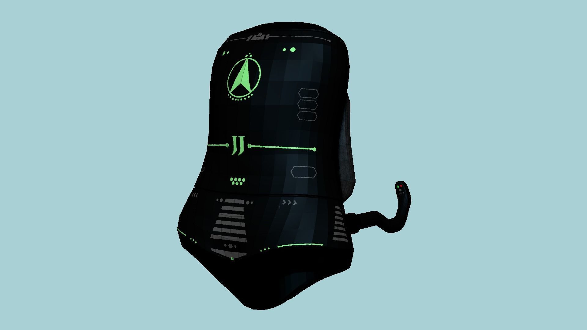Jetpack J02 Black Green - SciFi Character Design Low-poly 3D model_6