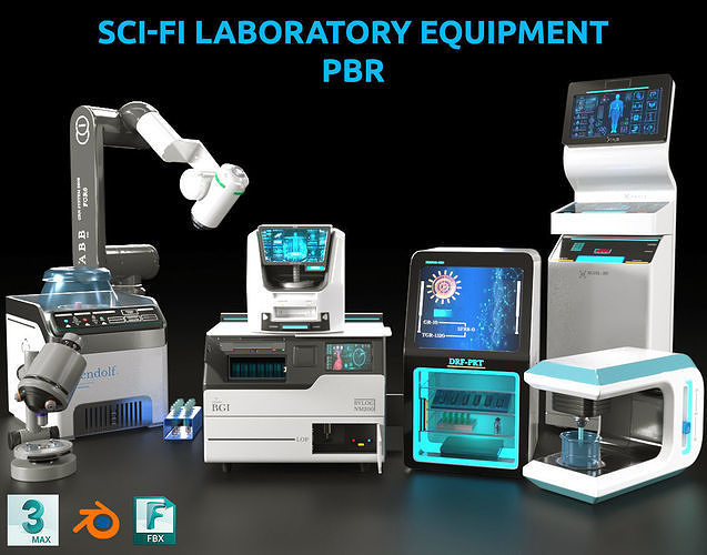 scifi laboratory equipment-modern laboratory Low-poly 3D model